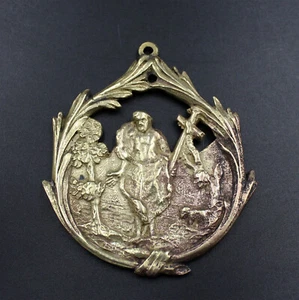 sehr schönes altes Bronze Amulett 18.Jahrhundert, Jesus in Landschaft - Bild 1 von 2