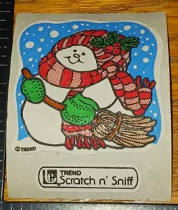 Vintage Stickers,large Trend Scratch N Sniff, SNOWMAN,xmas, 1 Mod,(bxHey-12) - Picture 1 of 3