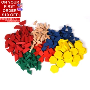Wood Pattern Blocks for Kids, Shapes for Kindergarten, Montessori Toys, Geometri - Picture 1 of 12