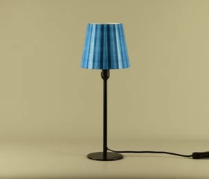 Tischleuchte mit Wechselschirm blau Tischlampe Nachttischlampe LED warm-weiß - Bild 1 von 6