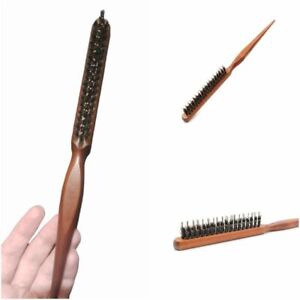 Brush Comb Teasing Hair Back Styling Hairdressing Salon Slim Line Wooden Handle 