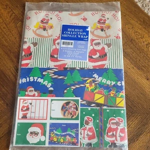 Vtg 1990's Black African American Santa Claus Christmas Gift Wrapping Paper Set - Picture 1 of 14