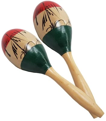 MARACAS - MUSIK SHAKER - URDESIGN PALMEN - ECHTHOLZ - HAWAII - RASSEL - MSA - M1 - Bild 1 von 3