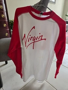 VINTAGE Men's Virgin Records New York Large Long Sleeve T-Shirt Baseball USA - Picture 1 of 8