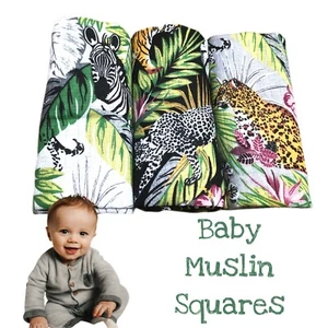 ✅3 Pack Large Printed Muslin Squares 80x70cm Baby Cloth Reusable Nappy Bibs Wipe - Imagen 1 de 3