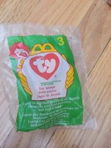 TY Teenie Beanie Babies, Twigs  Giraffe, #3 McDonalds 1998 Sealed, NEW NIP vtg - Picture 1 of 4