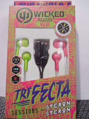 Nuevo paquete de auriculares Wicked Audio TRIFECTA 3 en 1 WI-1182 rosa/verde Foto 1 de 2