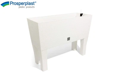 Plant Pot Rectangular Legs Rattan Garden Planters Indoor Outdoor White - Image 1 of 4