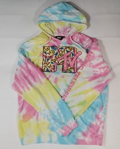 MTV Women's Hoodie Sweatshirt Tie Dye Graphic MTV Butterfly Logo Medium M - Picture 1 of 7