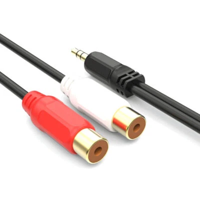 3.5mm AV Male to 2RCA Female M/F Audio Video Stereo Jack Adapter Cord Cable - Image 1 of 2
