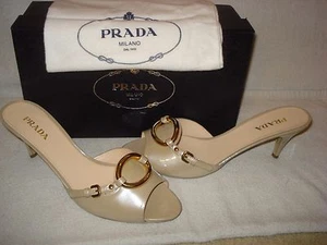 100% AUTHENTIC NEW WOMEN PRADA NUDE VERNICE TAFFE CORDA SANDAL HEELS US 11 - Picture 1 of 5