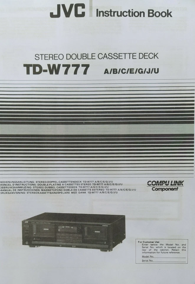 JVC TD-W777 - Stereo Double Cassette Tape Operating Instruction - USER MANUAL  - Image 1 of 1