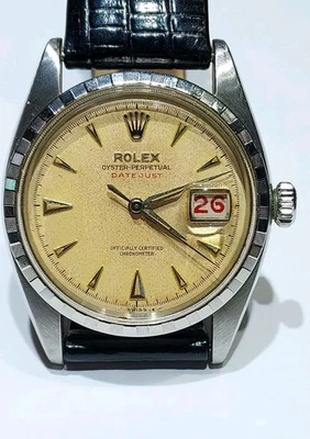 1955 Rolex 6305 "VERMELHO" Datejust 36mm data roleta bolha • Mostrador "tropical" - Imagem 1 de 4
