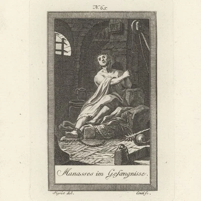 Bibel Altes Testament König Manasse Gefängnis Weltgeschichte Kupferstich 19 Jhd - Bild 1 von 3