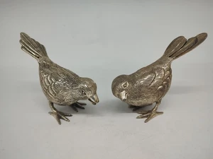 Paar Vintage antike EPNS Lack Silber Teller Vogel Statue Figuren - Bild 1 von 4
