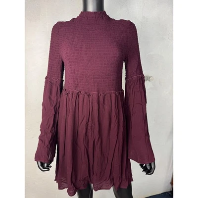 Mini Vestido Púrpura Clover + Scout XL Cuello Simulado Volantes Manga Campana Foto 1 de 4