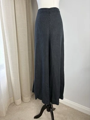 Pantalones Commonry negros 100 % lino pierna ancha talla 16 XL orgánicos de lujo Foto 1 de 4