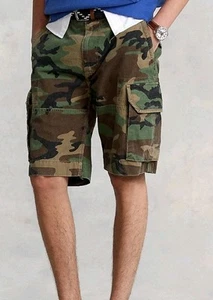 Pantalones Cortos Para Hombre Polo Ralph Lauren Camuflados Fatiga Carga Calce Relajado Talla 32 - Imagen 1 de 5