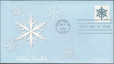 Scott 4101 FDC - 39 cent - 2006 - Holiday Snowflake - FDOI - Excellent Condition - Image 1 of 2