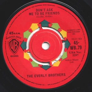 Everly Brothers Don't Ask Me To Be Friends 7" vinyl UK Warner Bros 1962 Four - Picture 1 of 2