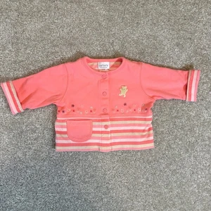 Carters Classics Vtg 2t Baby Cardigan Button Up Top Embroidered Flowers Bear - Picture 1 of 5