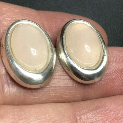 6955 Pendientes Vintage Esterlina 925 Cuarzo Rosa 5,6 gramos Foto 1 de 3