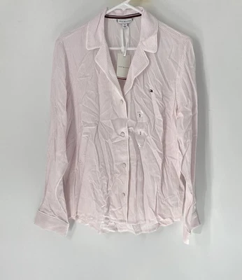 Tommy Hilfiger NWT women’s pajama top small Striped Pink White Long Sleeve - Image 1 of 4