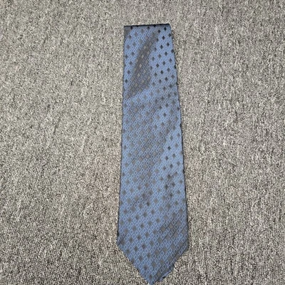 Corbata XMI Platino 100% Seda - Patrón Geométrico Diamante Azul Hecha en EE. UU. Foto 1 de 4
