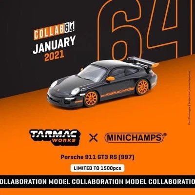 Tarmac Works x MINICHAMPS 1:64 Porsche 911 GT3 RS in Black NEW SEALED - Image 1 of 4