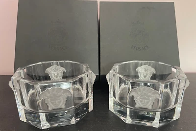 Versace Rosenthal Medusa 2 Luxury Glass Crystal Wine Bottle Coasters Authentic - image 1 of 4