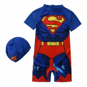 UK Stock Kids Boys Superman One Piece Surf Sun Suit Swim Swimming Costume Beach - Picture 1 of 16
