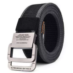 Herren Canvas Hose Jeans Gürtel Nylon Gurtband Gürtel Doppelschlaufe Schnalle US Lager - Bild 1 von 15