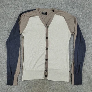 AllSaints Sweater Men's Small Gray Blue Knit Cardigan V-Neck Button Long Sleeve - Picture 1 of 14