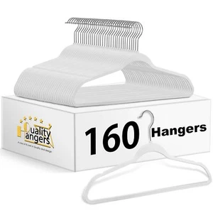 Quality Hangers 160 Pack Non-Velvet Plastic Hangers for Clothes - Heavy Duty ... - Picture 1 of 9