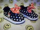 Disney Minnie Mouse Toddler Girls Court Sneakers Shoes Black Polka Dot Size 3
