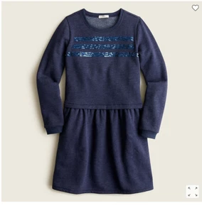 $59.50 NWT J.Crew Crewcuts cozy sequin fleece DRESS  girls Small 6-7 blue - Picture 1 of 8