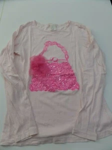 Camisas de manga larga de corte redondo para niñas talla 12 rosa diseño de bolso lentejuelas de tul  - Imagen 1 de 4