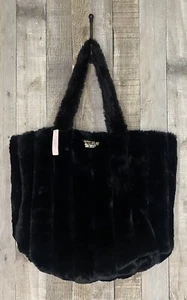 NWT Victoria's Secret Black Faux Fur One Size Shoulder Tote Bag - Picture 1 of 10