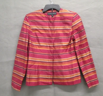 Blazer Kasper & Company Mujer 4 Rosa Naranja Rayas Seda Chaqueta con Botones Foto 1 de 4