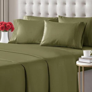6 Piece Sheet Set, Hotel Luxury Soft & Wrinkle Free Bed Sheets by CGK Linens - Picture 1 of 44