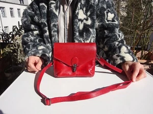 AUNTS & UNCLES Damen Luxus Tasche Schultertasche Leder Rot Germany Neuw - Bild 1 von 16