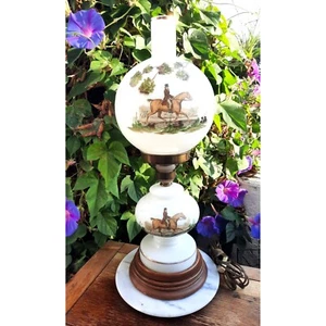 Vintage Light House Lamp & Shade Co GWTW Hurricane Lamp Milk Glass Plantation Eq - Picture 1 of 6
