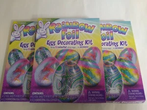 3 Easter Unlimited Rainbow Foil Colorful Shiny Eggs 36 total Egg Decorating Kit - Picture 1 of 4