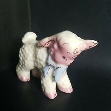 Vtg Modglin's of Los Angeles Sheep Lamb White Pink Blue 3.5x4.5" Figurine Marked