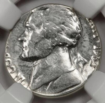 1962 D NGC AU58 Jefferson Nickel Struck On Silver Dime Planchet Mint Error Rare - Image 1 of 4