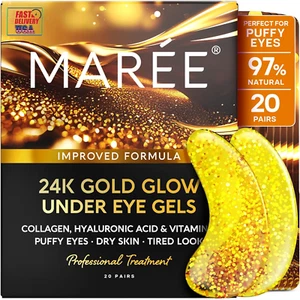 24K Gold under Eye Gels for Puffy Eyes and Dark Circles - Collagen & Hyaluronic - Picture 1 of 12