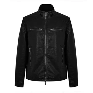 Chaqueta de cuero sintético Firetrap para hombre negra grande nueva con etiquetas - Imagen 1 de 4