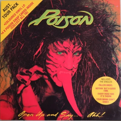 MINT Poison Open Up And Say Ahh! Australia ONLY LIME GREEN VINYL Lp 1988 rare - Image 1 of 4