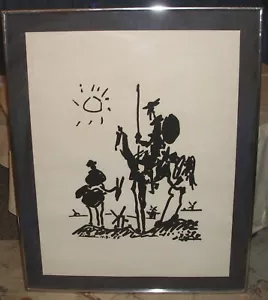 Pablo Picasso Don Quixote Print 1955 Metal Silver Tone Frame 24 1/4" x 30 1/2" - Picture 1 of 5