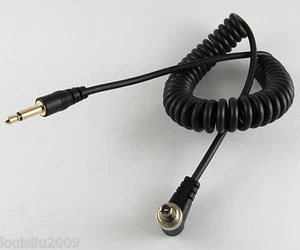 1ft 30CM Gold 3.5mm Male Plug to Angle Male Flash PC Sync Cord Retractable Cable - Picture 1 of 6